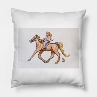 Ponytails on girl and pony Pillow