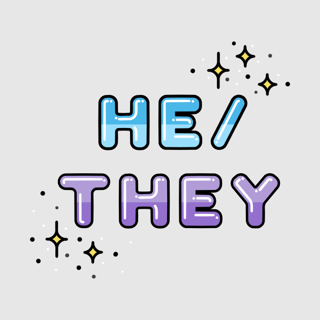 He/They Pronouns Design with Stars by Khaos Kaine