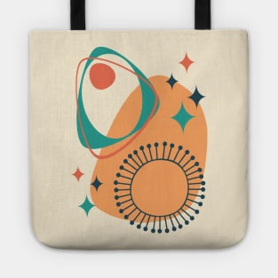 Abstract Mid Century Modern 14 Charcoal, Teal and Orange Tote