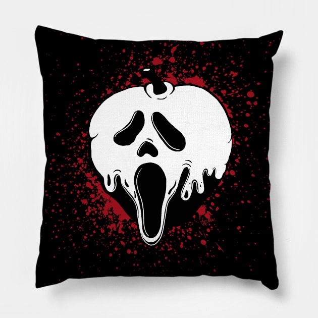 Screaming Apple Pillow by Vickiinmyhead