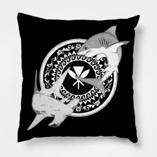 Kanaka Maoli Hammerhead Shark and White Shark Pillow