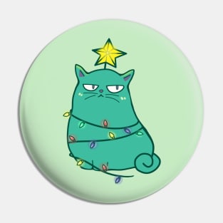 Grumpy Christmas cat Pin