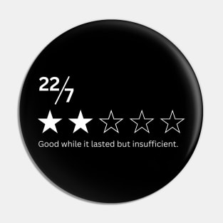 Review of 22/7 - Pi Approximation. Two stars. Insufficient Pin