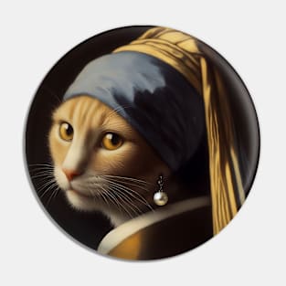 Cat with a Pearl Earring Pin