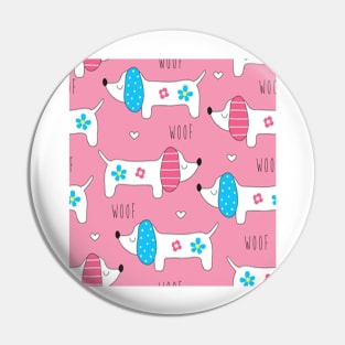 Cute Dog Pattern Design on Pink | Woof Pin