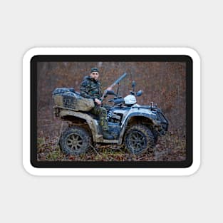 Hunter on ATV in the forest Magnet