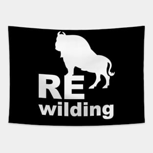 rewilding bison in wilderness Tapestry