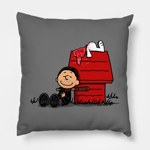 Funny Cute Scary Gory Zombie Killer Retro Cartoon Parody Pillow by BoggsNicolas