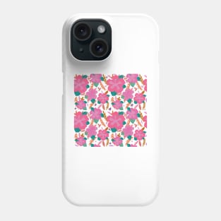 Tropical Pink Hibiscus Flower Pattern Phone Case