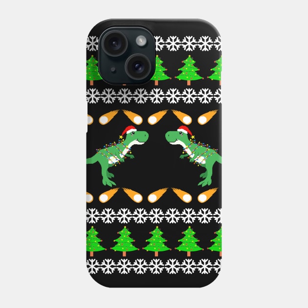 T-Rex Ugly Christmas Sweater Phone Case by rachelaranha