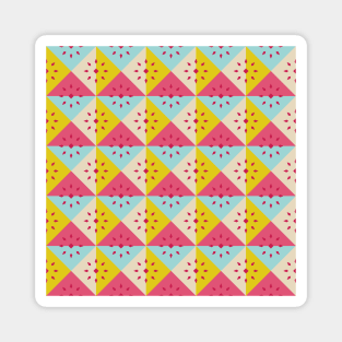 Funky Squares Blue Yellow Pink Magnet