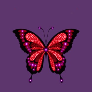 Illuminated Ruby and Garnet Butterfly T-Shirt