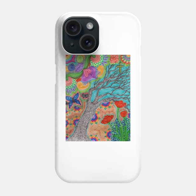 Abstract Marker Art with Tree, “The View Within” Phone Case by LuvbuzzArt