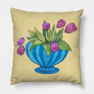 Purple Tulips in a Vase Pillow