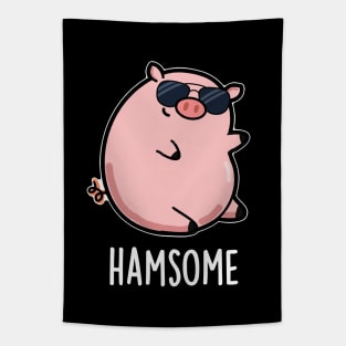 Hamsome Cute Handsome Pig Pun Tapestry