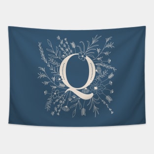 Botanical Letter Q (Lake Blue) Tapestry