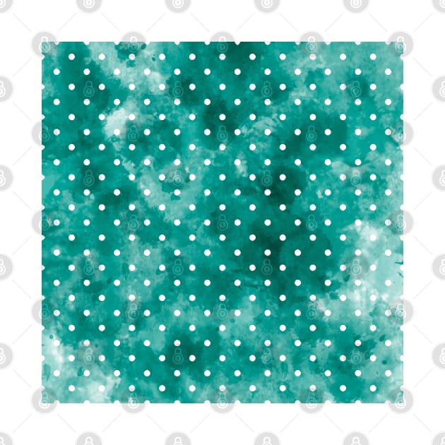 Teal Polka Dots Pattern Watercolor Abstract Cute  Girly Pretty Trendy Design by anijnas