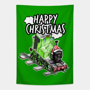 Happy Christmas Steam Train Railway Railroad Enthusiasts Snow Tapestry