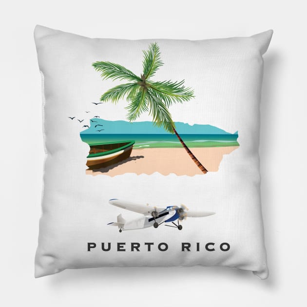 puerto rico travel poster Pillow by nickemporium1