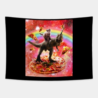 Space Cat Riding Dinosaur Unicorn - Pizza & Taco Tapestry