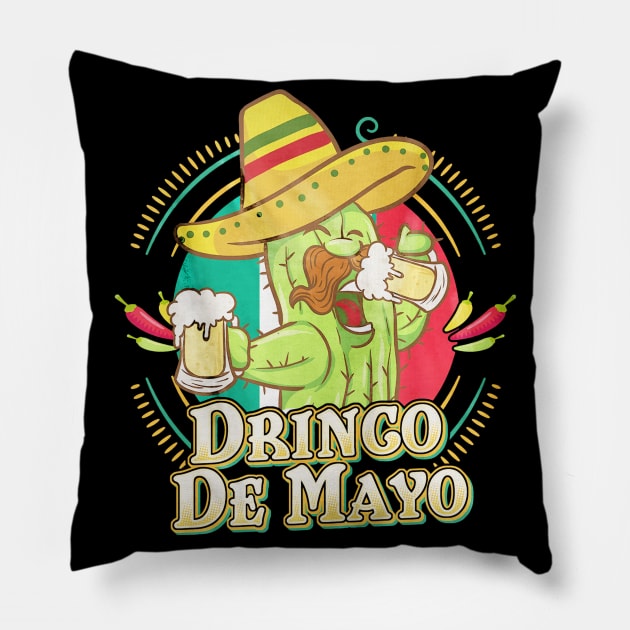 Drinko De Mayo Mexican Hat Cactus Pillow by toiletpaper_shortage