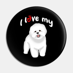 I Love My Bichon Frise Dog Pin