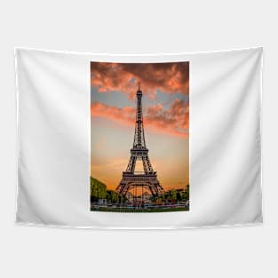 Eiffel Tower Sunset Tapestry