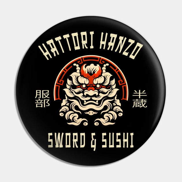 Hattori Hanzo Sword And Sushi Pin by Tshirt Samurai