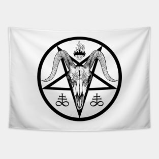 Baphomet pentagram. Goat skull Tapestry