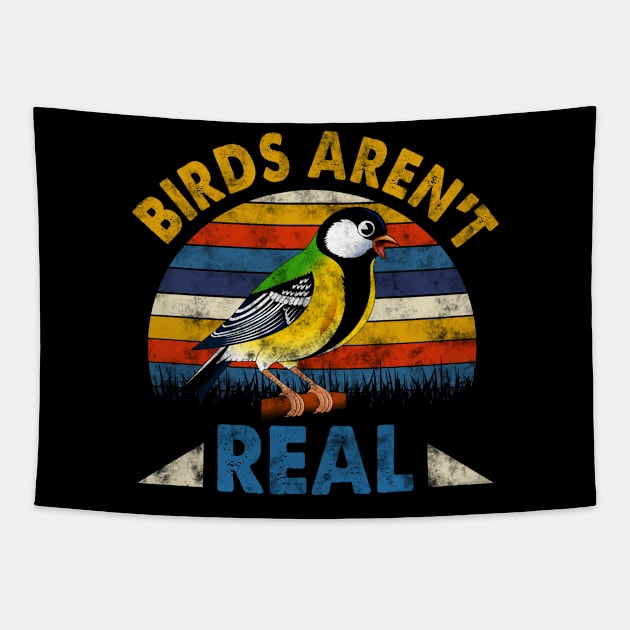 Birds Aren_t Real Funny Government Tapestry by Dunnhlpp