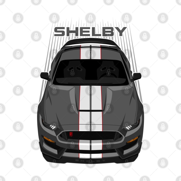 Ford Mustang Shelby GT350R 2015 - 2020 - Magnetic Grey - White Stripes by V8social