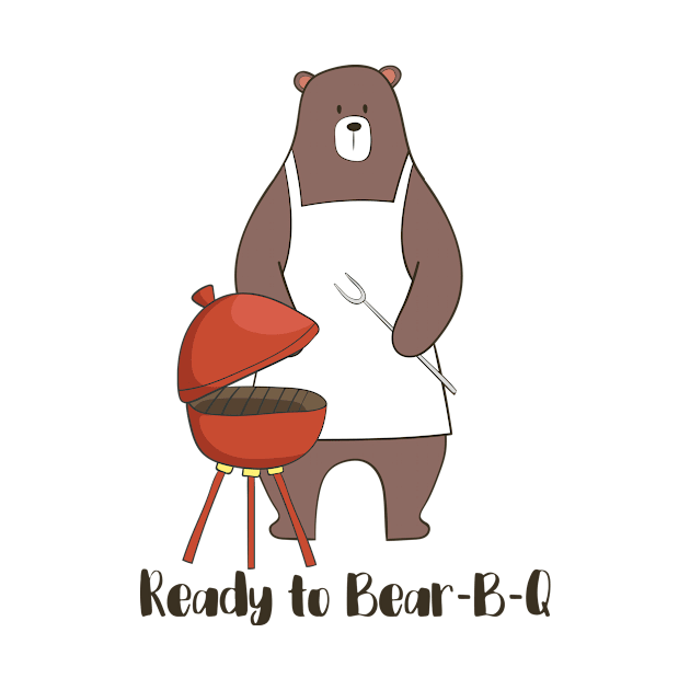 Ready to Bear-B-Q, Funny BBQ Bear by Dreamy Panda Designs