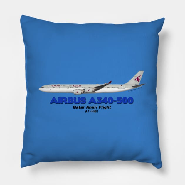 Airbus A340-500 - Qatar Amiri Flight Pillow by TheArtofFlying