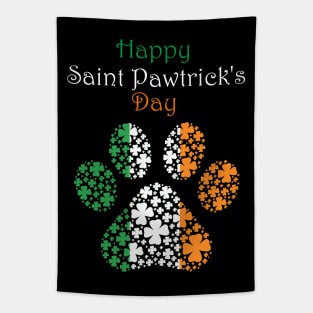 Happy Saint Pawtrick's Day Irish Pawprint Tapestry