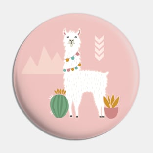 Llamas + Cacti on Pink Pin