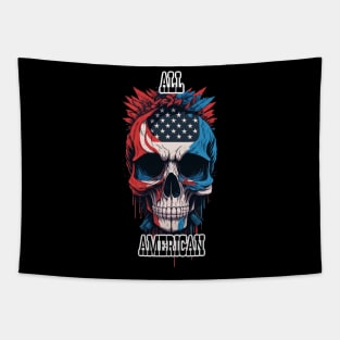 All American 4th of July Skull with the American Flag Tapestry