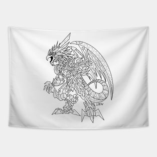 quetzalcoatl in metal mecha armor dragon ecopop pattern art Tapestry