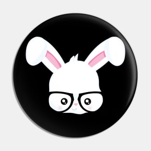 Funny Boys Easter Bunny Face Rabbit Glasses Pin