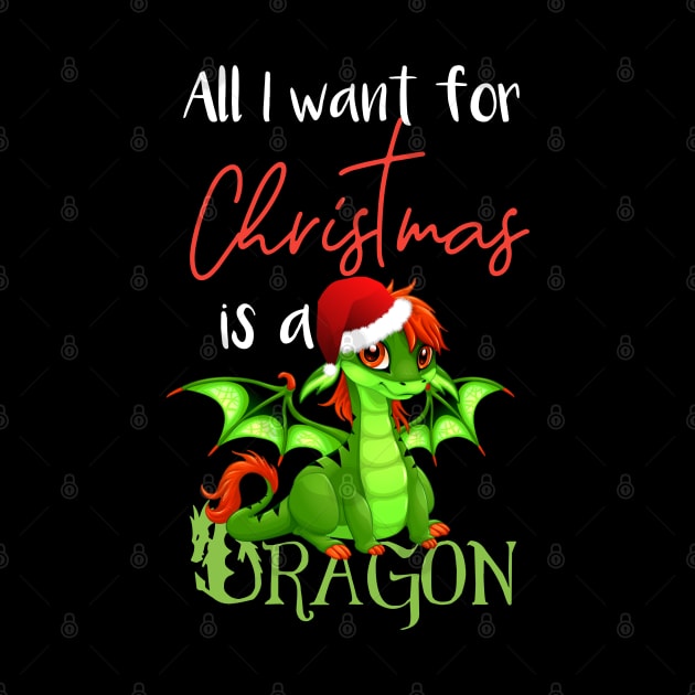 Cute Anime Christmas Dragon TShirt - All I Want For Christmas is a Dragon by AmbersDesignsCo