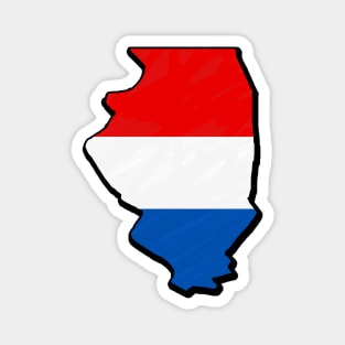 Red, White, and Blue Illinois Outline Magnet