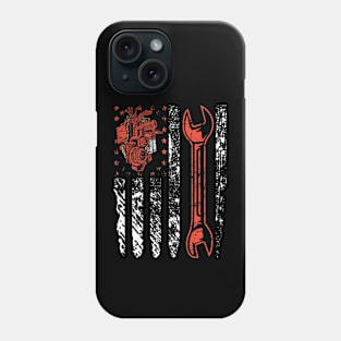 Mechanic American Flag Wrench Heart Patriotic Vintage USA Graphic Phone Case