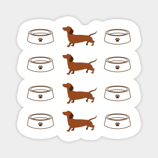 Brown Dachshund dog with a bowl pattern Magnet