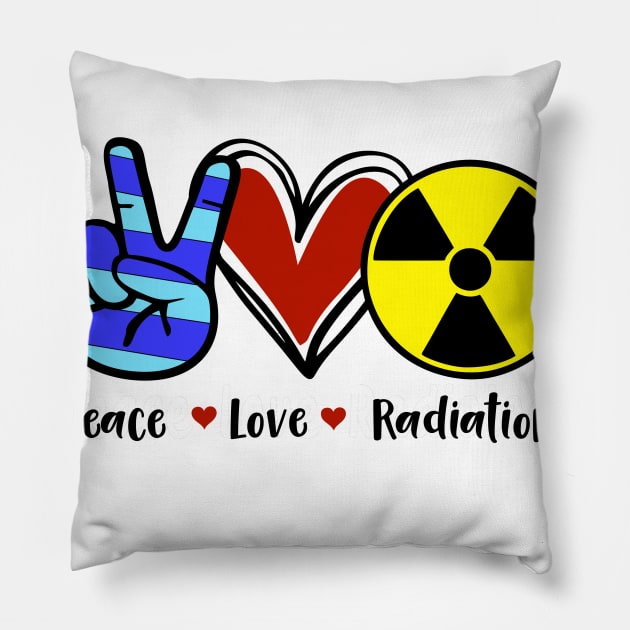 Peace Love Radiation Pillow by DANPUBLIC
