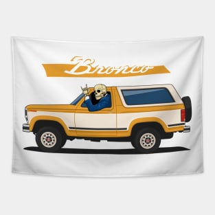 Truck bronco 1986 f150 xlt 4x4 skull metal orange Tapestry