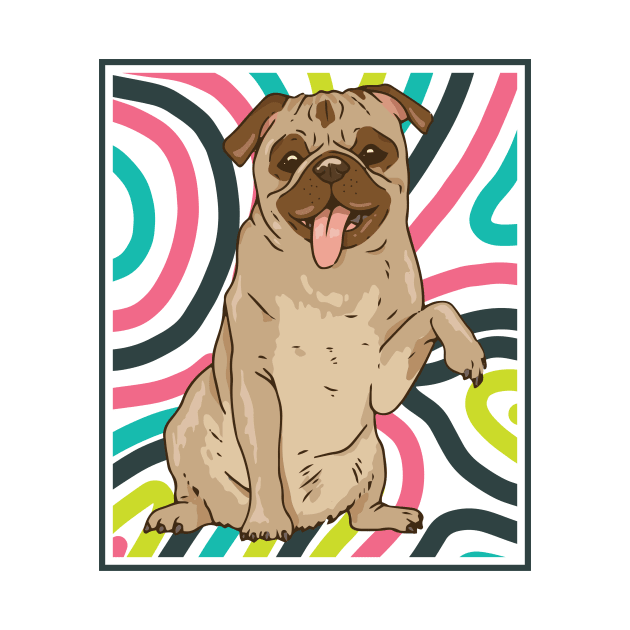 Cute and Colorful Portrait of a Pug Dog by SLAG_Creative