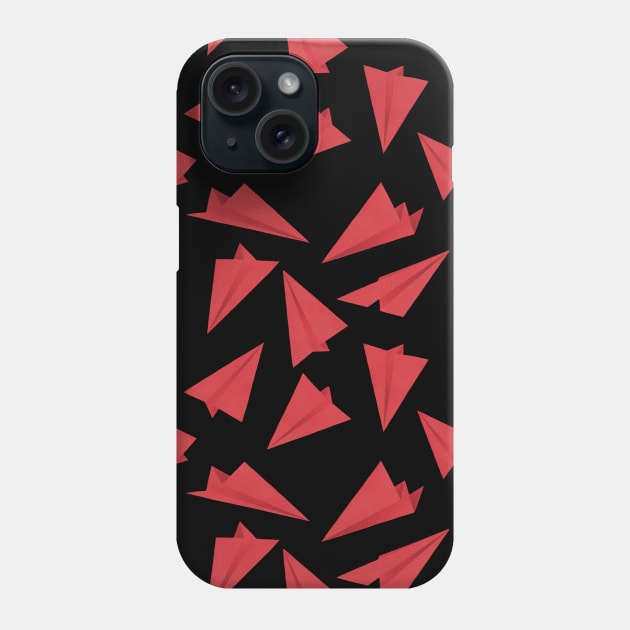 Paper Planes Pattern Black and Red Phone Case by DrawingEggen