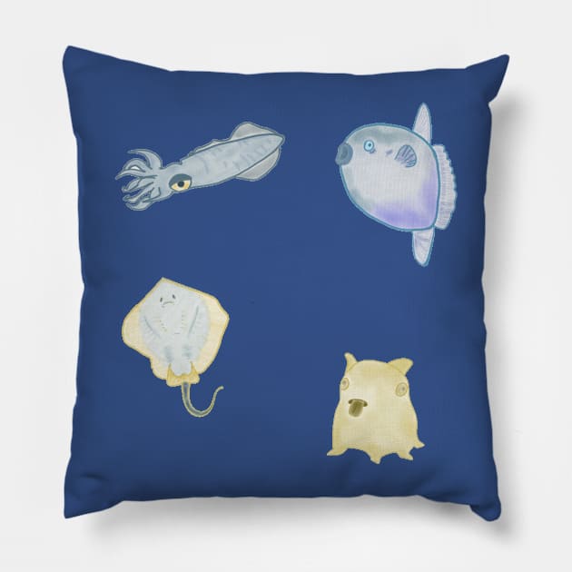Sea creature medley Pillow by isarol