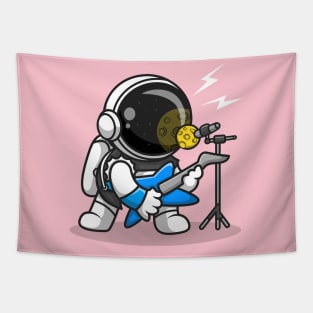 Cute Astronaut Rocker With Guitar Cartoon Tapestry