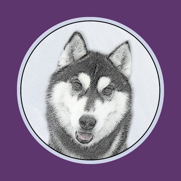 Siberian Husky (Black and White) by Alpen Designs