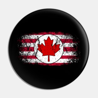 American / Canadian Flag - Vintage Distressed Pin